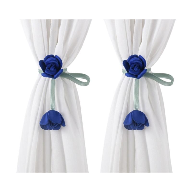 Flower Shape Curtain Holdbacks Polyester Fabric Multiple Color Option Simple Setup Window Decoration