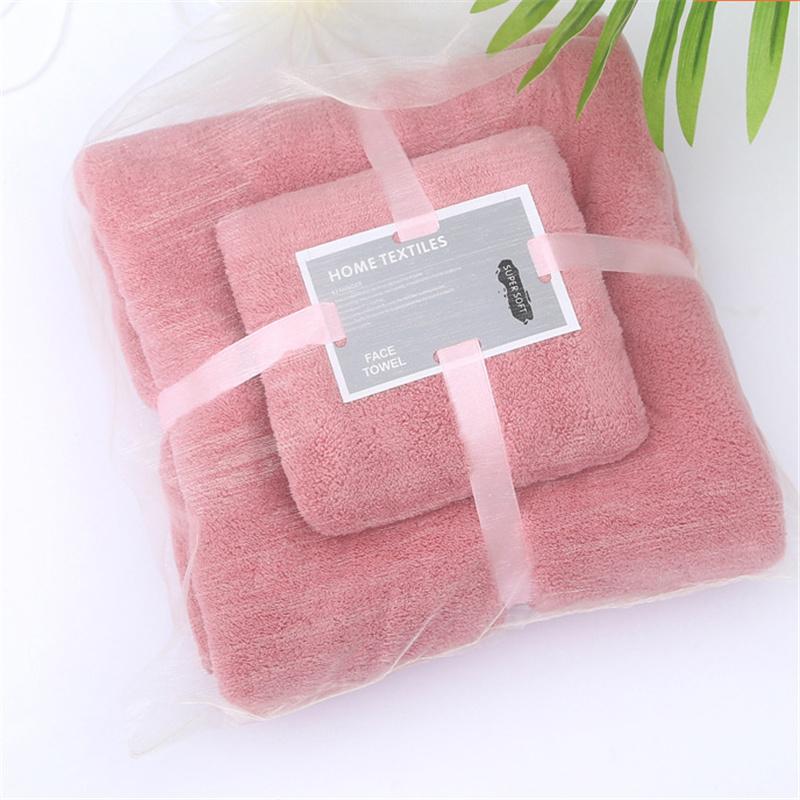 Thickened Coral Velvet Facial Towel +bath Towel Set Soft Absorbent Comfortable Gift Household Textiles Bathroom Supplies