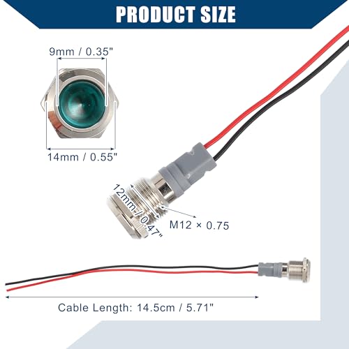 Hihaha Car Interior Indicator Light/Durable 12mm/Pack of 5 Green