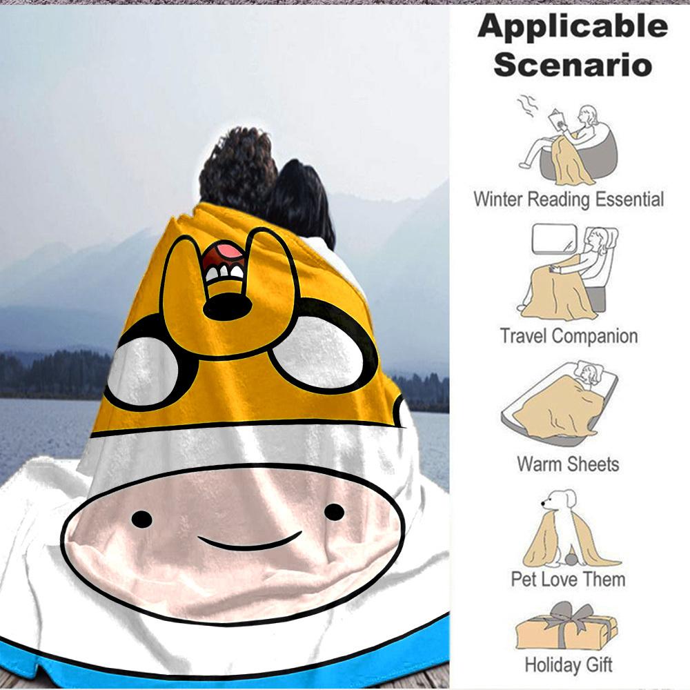 1pc Adventure Time Finn Flannel Blanket, Soft Skin-Friendly with Digital Printing, Various Sizes Available for Family, Friends, Birthday, 143