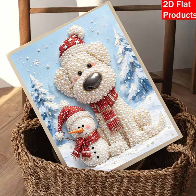 Christmas Pearl Painting Kit Handmade DIY Home Decoration Painting Puppy Snowman Design.