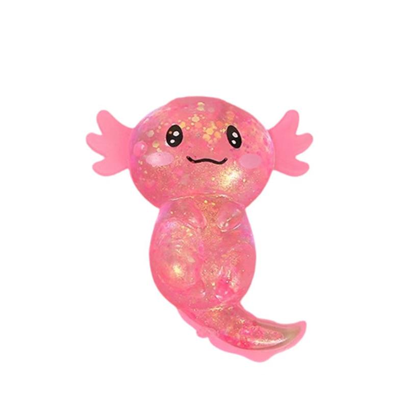 2026 New Squishy Axolotl Stress Relief Toy Glitter Malt Sugar Amphibian Fidget Toy for Kids Soothing Birthday Party Favors Gift