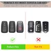 for Toyota Key Fob Cover with Keychain,  Aluminum Alloy and Leather Protection Key Case for 2018- Camry RAV4 Highlander Avalon C-HR Prius Corolla