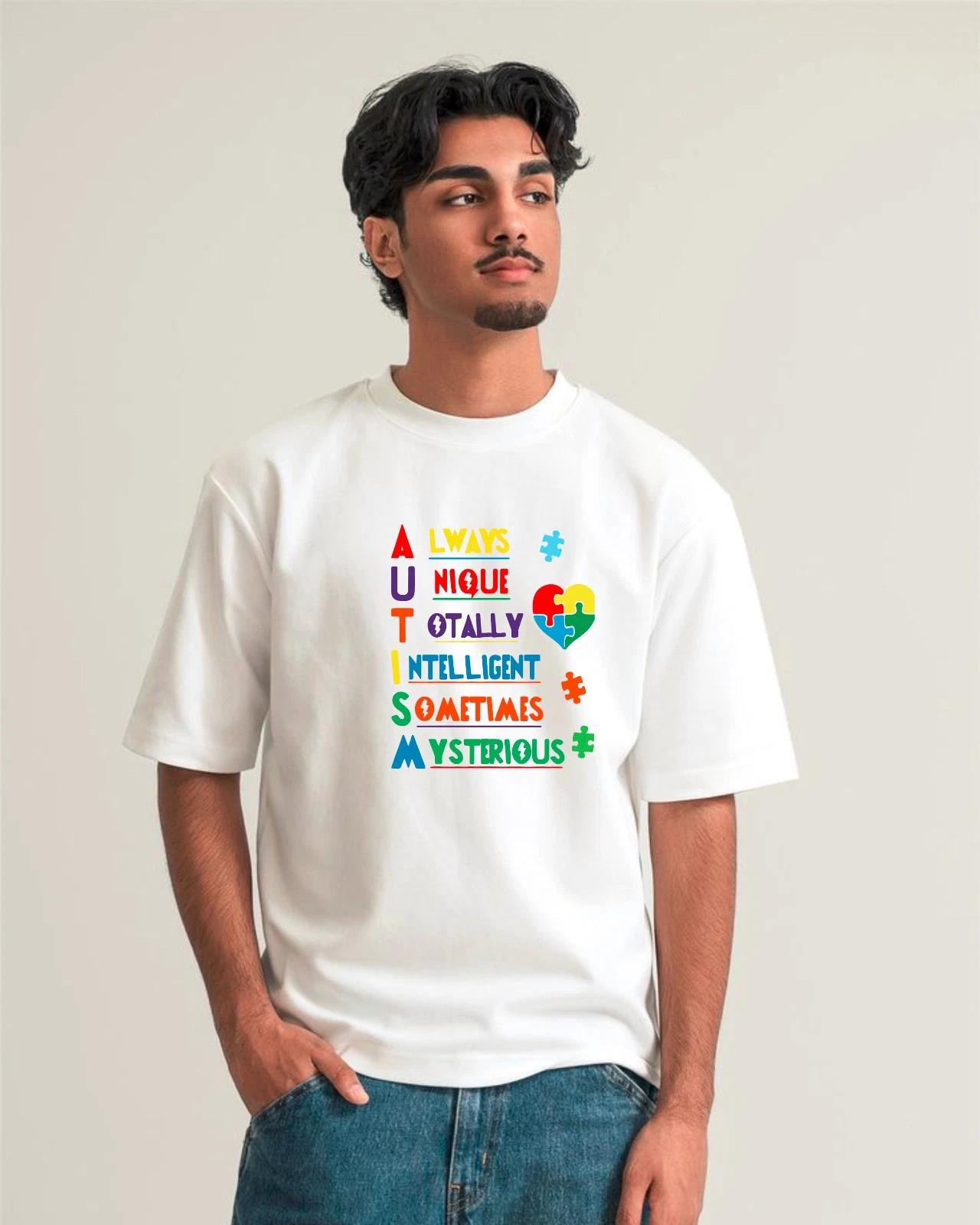 Always Unique Totally Intelligent Autism Awareness Puzzle Piece Unisex T-Shirt 3XL