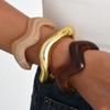 3Pcs/Set Irregular Wavy Cuff Bangle Set Geometric Twist Stackable Bracelet  Trendy Jewelry
