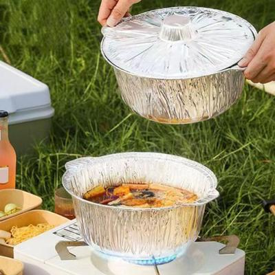 Poêle ronde en aluminium avec couvercle, récipient alimentaire polyvalent à chauffage rapide et uniforme 6 pièces