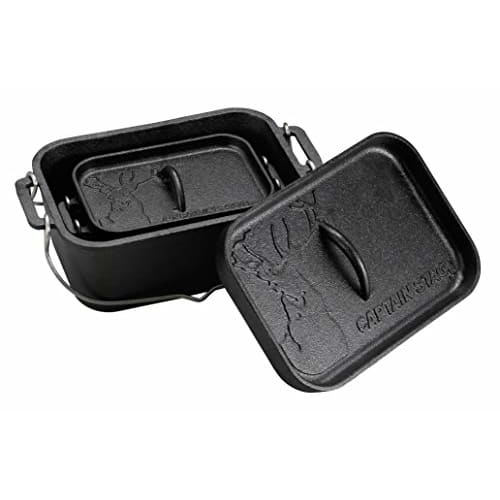 Captain Stag (CAPTAIN STAG) Dutch Oven Iron Casting Square Dutch Oven Mini Width 205 X Depth 130 X Height 90mm Full Water Capacity 750ml No Seasoning
