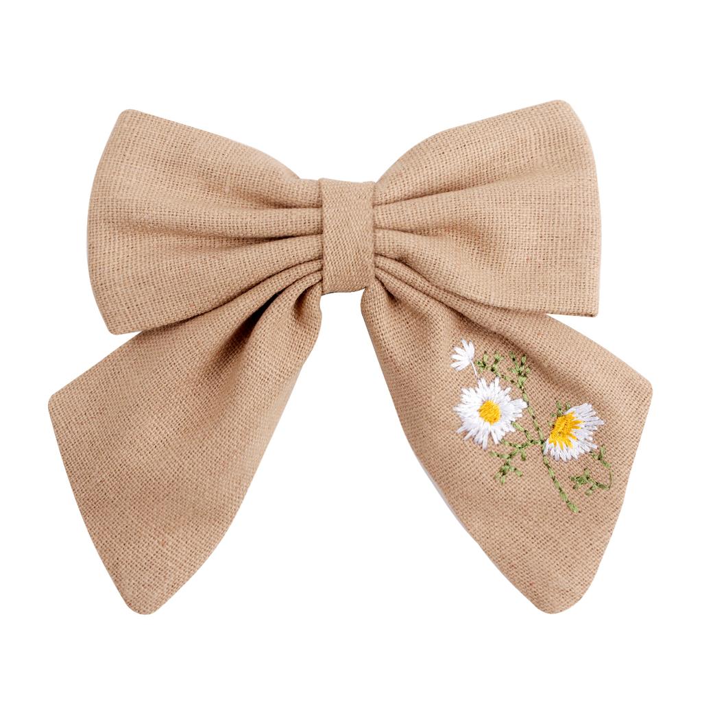 Embroidered Hair Clips Solid Flower Hairpins For Baby Girls Children Boutique Barrettes Handmade Hairgrips Kids Hair Accessories