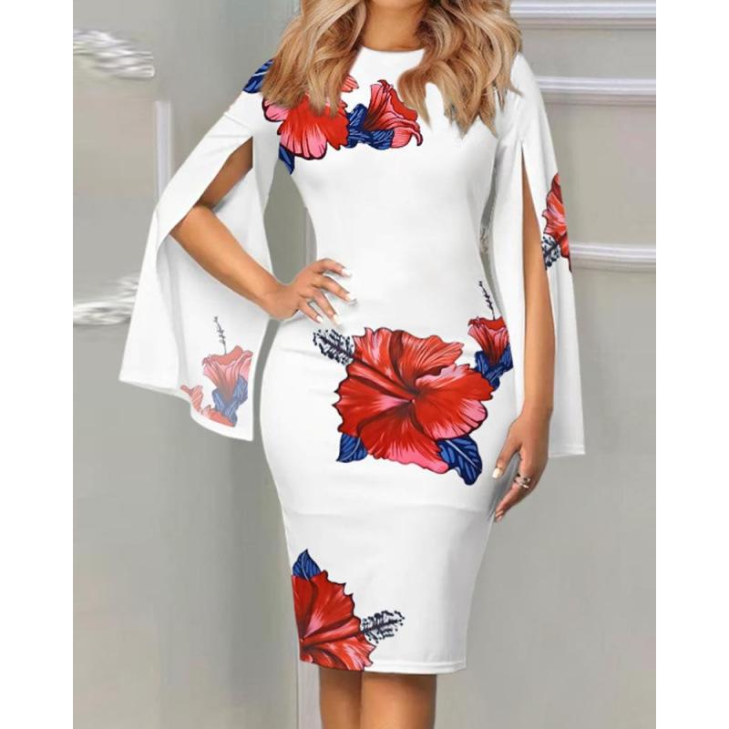 

V-Neck Temperament Sexy Print Dress Women S Clothing XXL