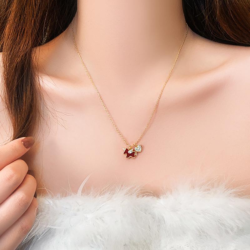 Colar de pônei em placa de acetato de zircônio corrente de clavícula versátil para o ano natalino e o trajeto diário corrente de pescoço de luxo leve