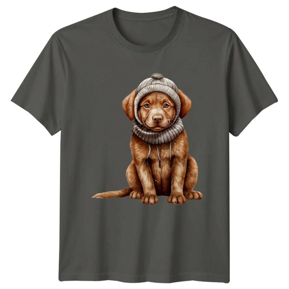 Puppy Dog Winter Hat Dogs Animals Unisexs TShirt Unisexs Graphic Tee Cozy S