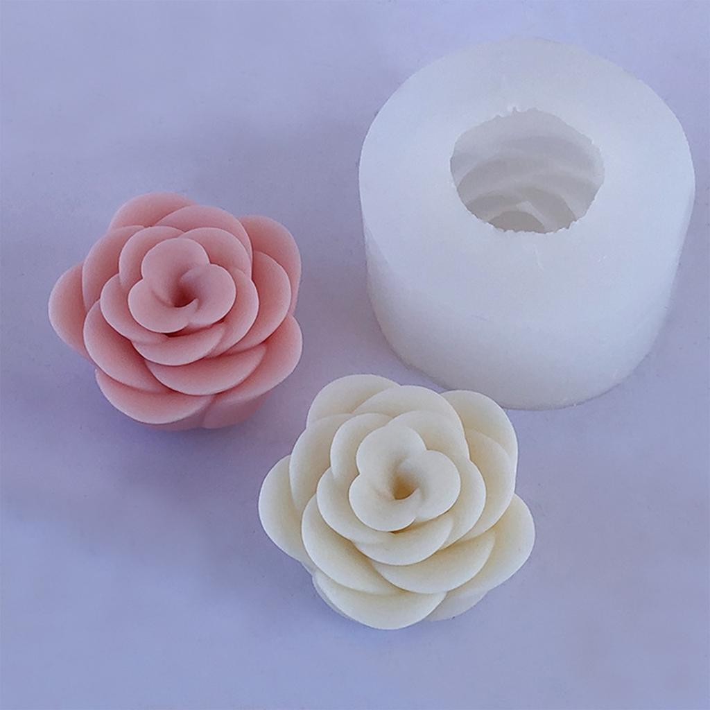 Camellia Flower Candle Mold Non Stick Easy to Demold for DIY Candle Gypsum Ornaments Home Decor Epoxy Resin Casting