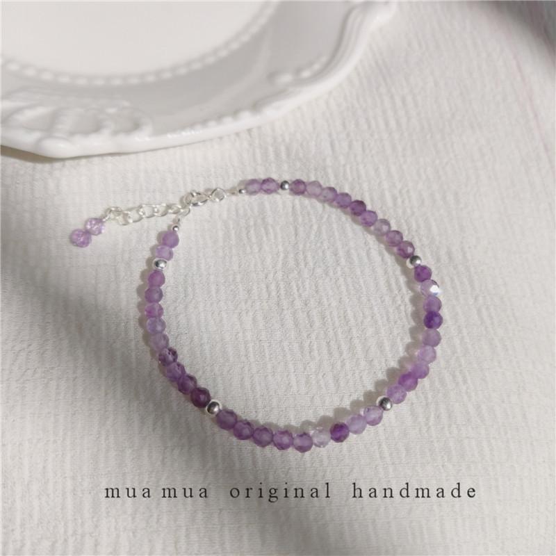 

Natural Amethyst/S9Silver Art Student Versatile Style3mm Delicate and simple bracelet for women Brazilian Amethyst-