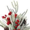 Christmas Artificial Snowy Pine Branches with Vase Faux Pine Cone Berry Arrangement Vintage Faux Cedar Greenery Picks for Home Indoor Fireplace Mantel
