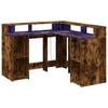 VidaXL Bureau et lumières LED chêne fumé 130x130x91cm bois ingénierie, bureau d'ordinateur, bureau d'écriture, meuble de 3309451