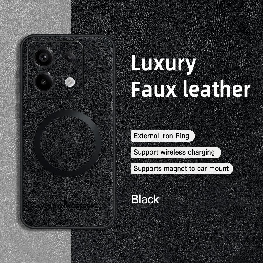 For Redmi Note13 Pro 13 ProPlus PU Leather Magnetic Ring Soft Edge Anti-Drop Anti-Fingerprint Phone Case