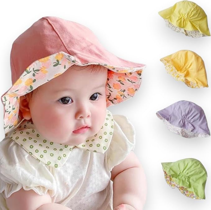 

Cute floral baby stylish reversible hat for tulip hat ages 6 months to 3 years [HapiChil] hat, babies, (for / 44-50cm) (shrimp pink)