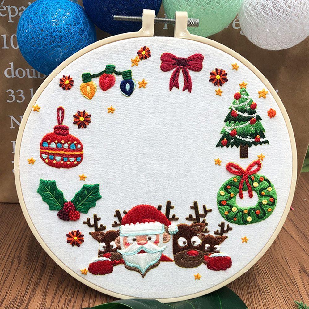 Accessories Xmas Patterns DIY Merry Christmas Cross Stitch Kit Embroidery Hoop Christmas Embroidery