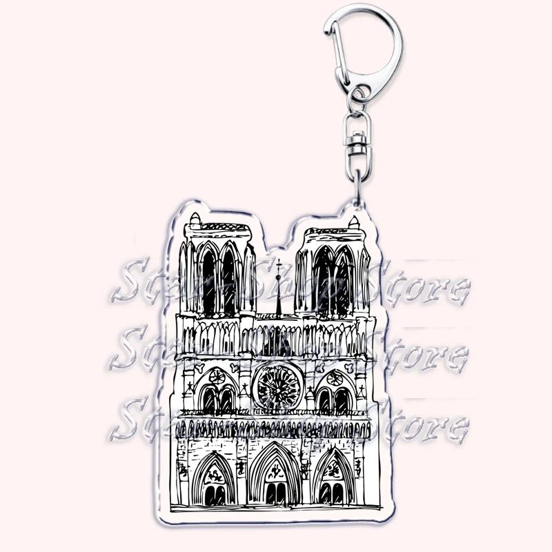 Retro France I Love Paris Eiffel Tower Keychains French Stamps Keyring for Accessories Bag Key Chain Jewelry Fans Friends Gifts