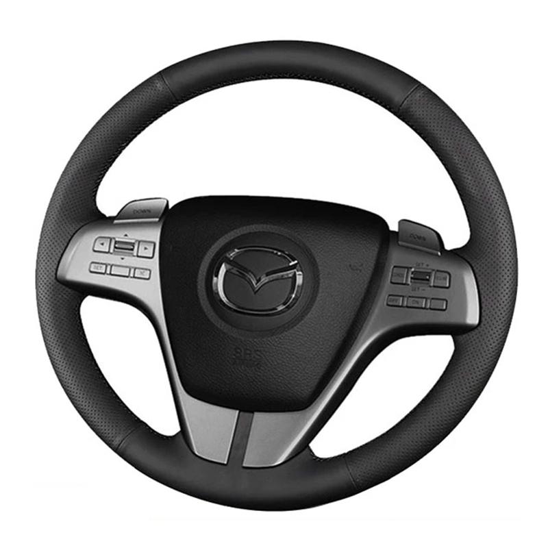 Black Artificial Leather Steering Wheel Cover Hand-Stitched Car Steering Wheel Cover For Old Mazda 6 2009 Mazda 6