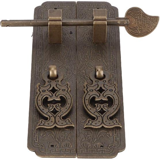 Slide Door Bolt, Copper Security Sliding Lock Cupboard Security Lock Latch Cabinet Door Latch Barrel Bolt Vintage Security Lock Decorative Furniture