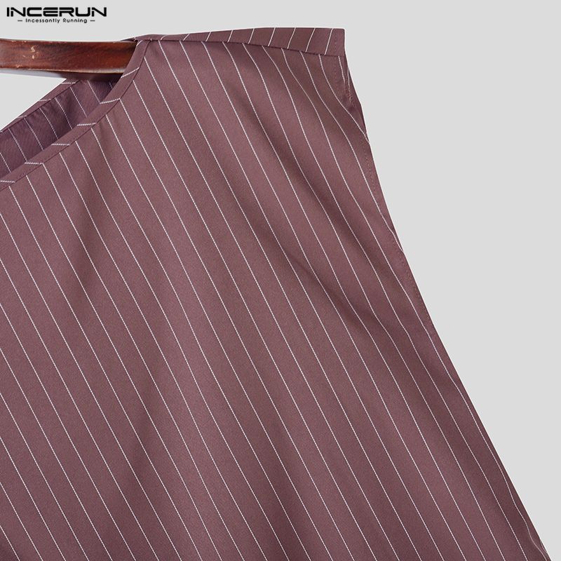 INCERUN Two Pieces Sets Men Casual Sleeveless Striped Tank Tops and Long Pants Trousers Outfits