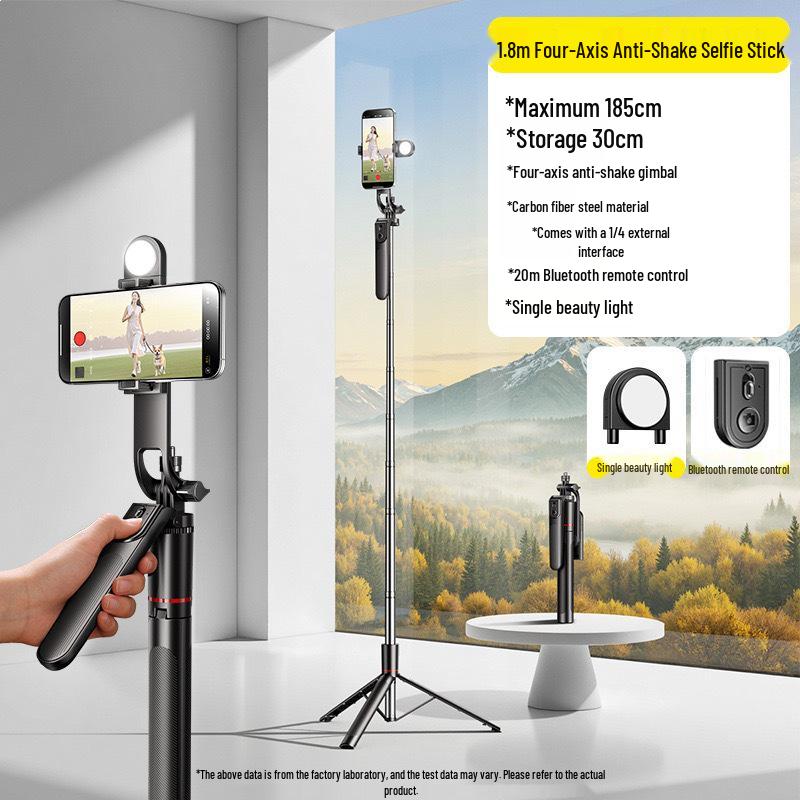 Bluetooth Selfie Stick & Tripod with Fill Light for Live Streaming and Photography
