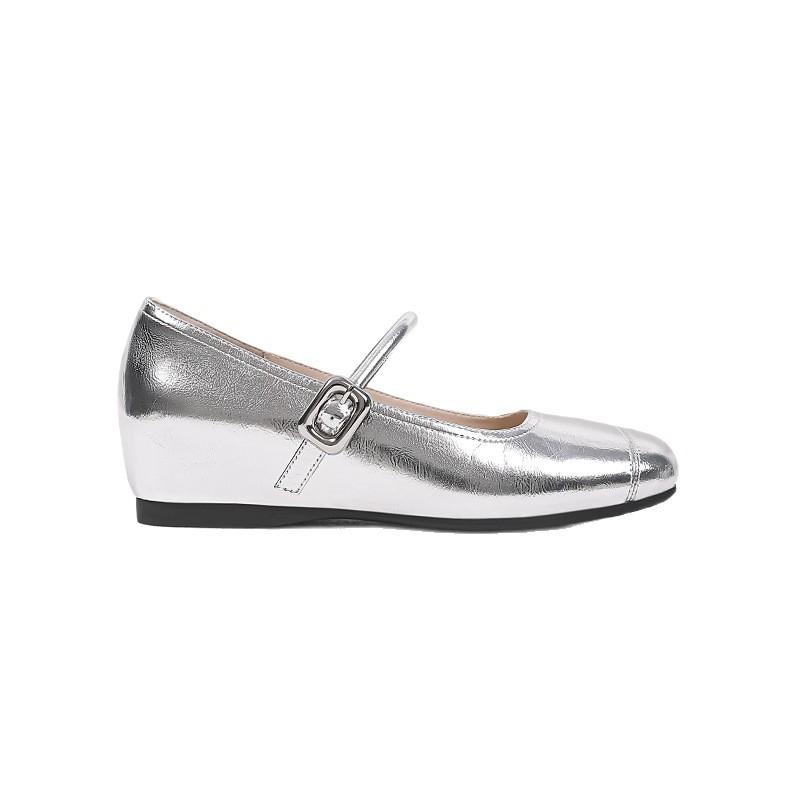 French silver single shoes women's spring and autumn 2025 new evening wind design sense niche temperament socialite Mary Jane women's shoes