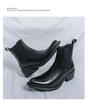 Men's Large Size Pointed Toe Leather Chelsea Boots with Thick Soles and High Heels - British Style Height Increasing Short Boots.