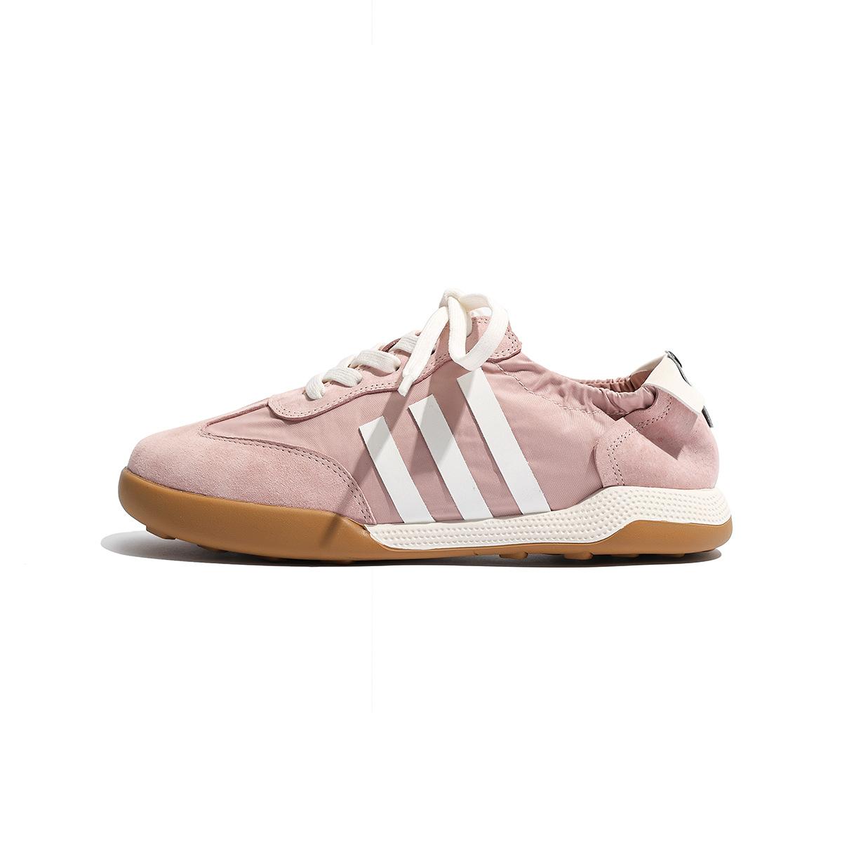 

Кожаные немецкие тренировочные туфли плоские туфли-бисквиты маленькие белые туфли женские ретро 2025 новые туфли Форреста Гампа спортивная обувь повседневная обувь для скейтборда 40