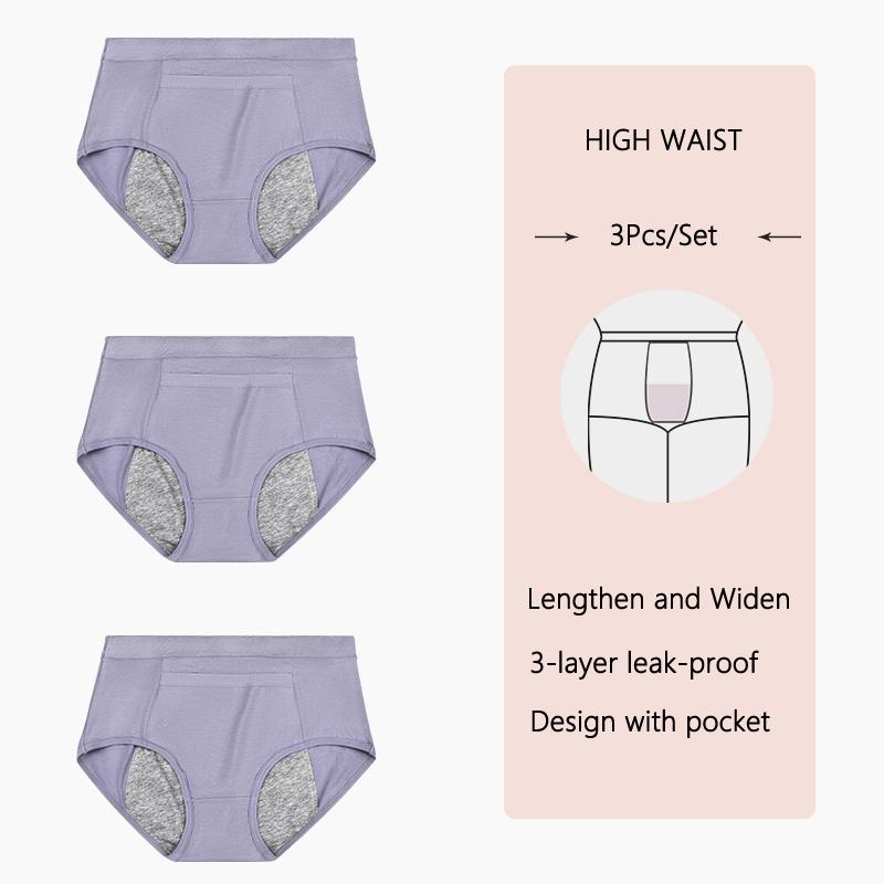 

3 шт., менструальные трусики, женское нижнее белье, герметичные физиологические штаны с высокой талией, дышащее хлопковое женское белье M-XL L