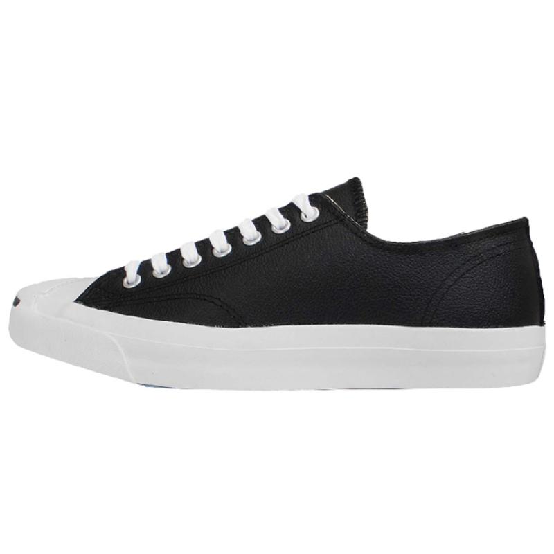 

Converse Jack Purcell Leather Open-Mouth Smile Trendy Wear-Resistant Non-Slip Low-Top Sneakers Unisex Black and White 35