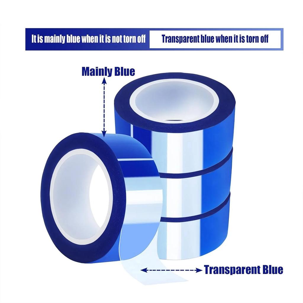 4 Rolls Blue Heat Tape, High Temperature Heat Resistant Tape Heat Transfer Tape for Heat Sublimation Press Vinyl, No Residue