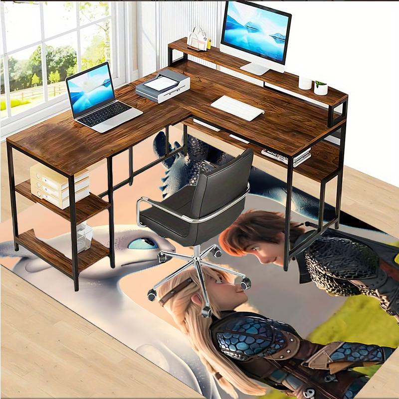 Toothless Polyester Carpet, Soft Indoor Mat for Office Chair, Living Room, Computer Desk - Decorative Home Office Rug Design