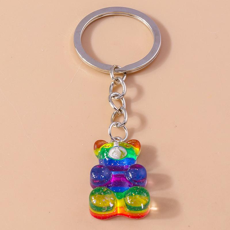 Colorful Resin 3D Bear Keychain Animal Key Rings Pendants for Women Girl Key Holder Handbag Pendants Charms DIY Jewelry Gifts