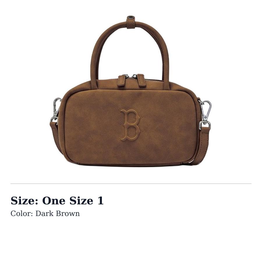 MLB Boston Red Sox Adjustable Detachable Strap Polyurethane Synthetic Leather Crossbody Handbag Womens Dark Brown 3ACRSD16N-43BRS One Size 1