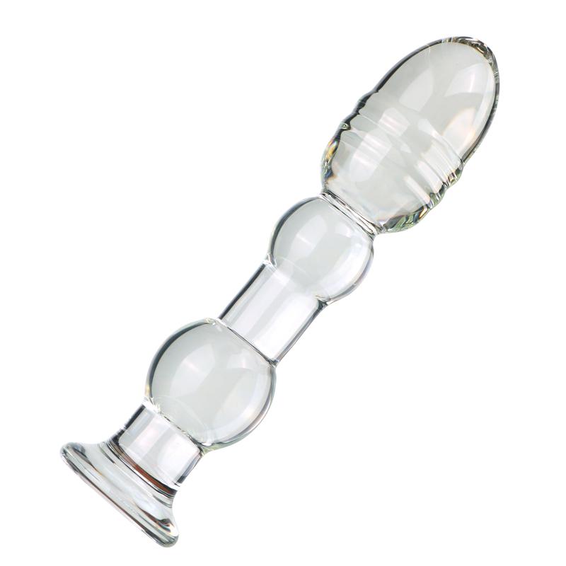 VaHppy Skleněné anální špunty Tenké a dlouhé Deep Anální vytahovací korálky Unisex Gay Sex Toys Dildo Masturbators SM BDSM
