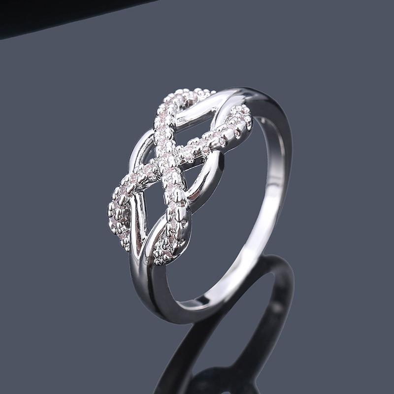 Korean Style Geometric 8-Shaped Zirconia Women s Ring Size 7