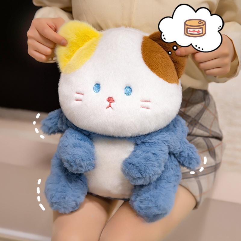 Kawaii Shark Cat Plush Toy Soft Stuffed Colorful Shark Hat Kitten Doll Kids Sleep Hug Pillow Home Decor Birthday Christmas Gift