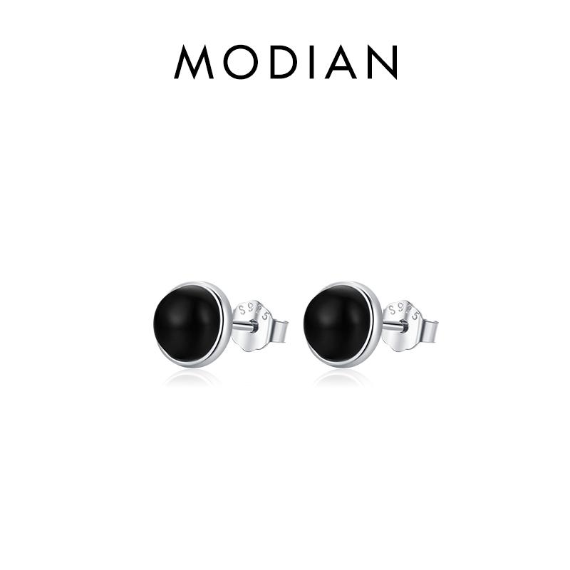 Natürliche Schwarze Achat Ohrstecker 925 Sterling Silber Rund Täglich Hypoallergen Ohrring 4mm 5mm 6mm Schmuck Für Frauen