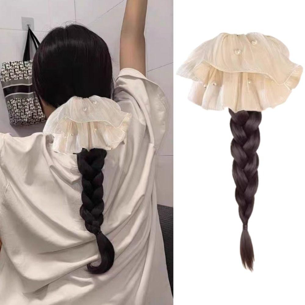 Lange Perlen Dickdarm Scrunchie Pferdeschwanz Haarschmuck Twist Zopf Perücke für Frauen Mädchen