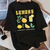 100% Cotton Womens T-Shirts Summer The Production Of Lemon Juice Printing T Shirt Comfortable Soft O-Neck Tops Casual Clothes