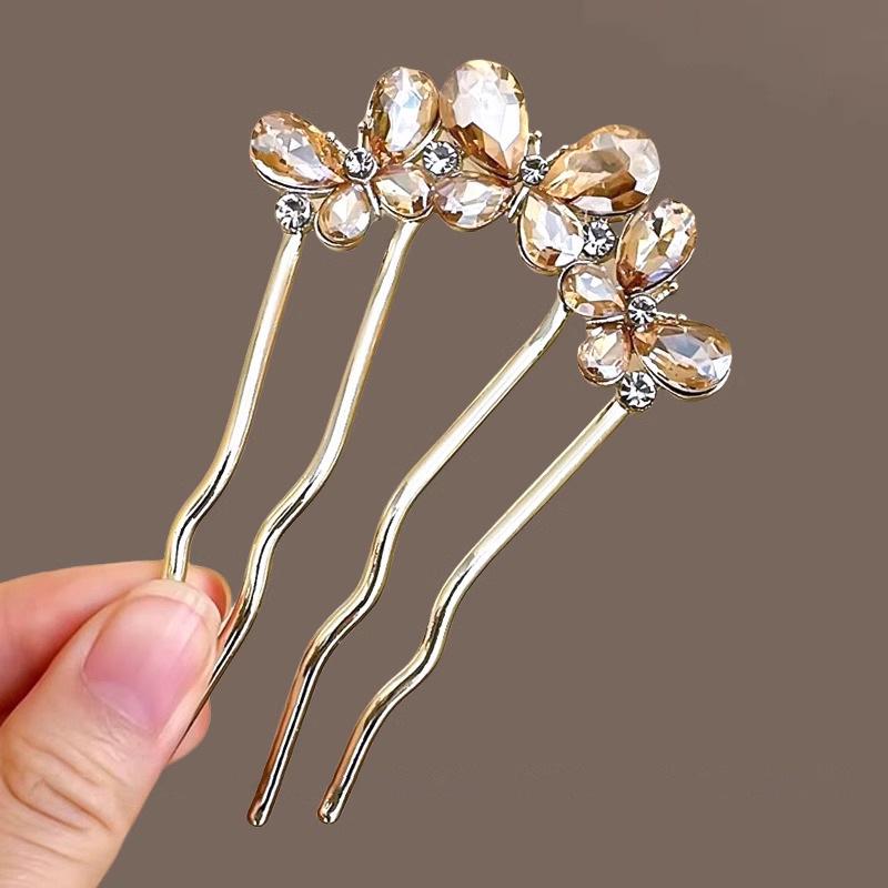 Elegant Pearl & Jade Hairpin Comb – U-Shaped Styling Tool for a Chic Look
