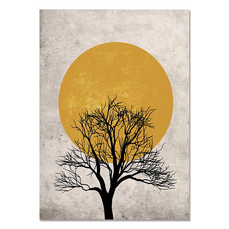 Abstract Landscape Wall Art Tree Sun Desert Quotes Nordic Posters and Prints Canvas Painting Wall Pictures for Living Room Decor