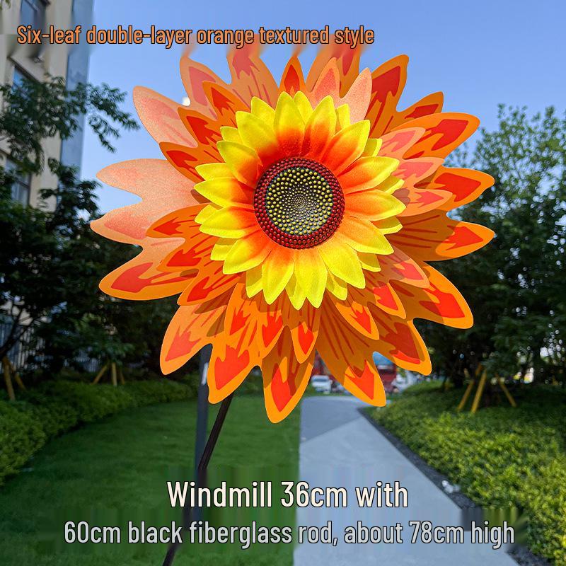 Children's Double-Layer Rotating Sunflower Pinwheel Outdoor Decoration