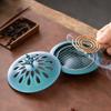 Luxury Alloy Zen Incense Burner for Sandalwood Coil Incense Auspicious Deer Cover Metal Ash Collector with Mesh Home Ornament