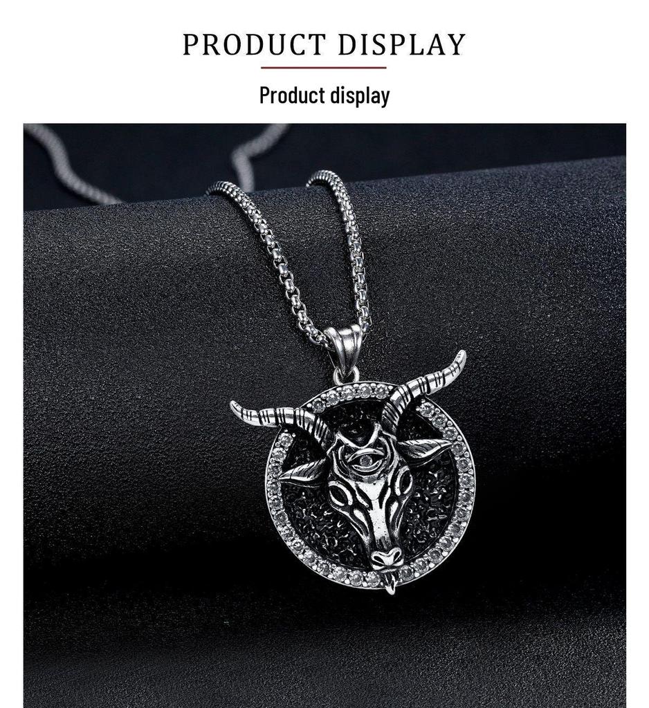 Xiweier Retro Bull Head Necklace - Unisex Copper Pendant