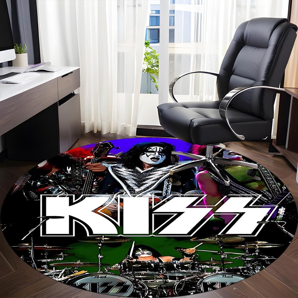 1ks KISS Hudební Kancelářský Kulatý Koberec, Pod Kancelářské Židle Ložnice Obývací Pokoj Domácí Dekorace a1016285