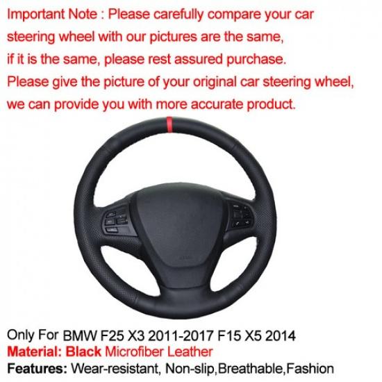For BMW F25 X3 2011-2017 F15 X5 2014 Hand Sewing Car Steering Wheel Cover