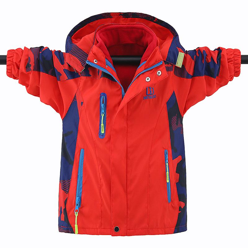 Boys' Autumn and Winter Jackets Children's Big Children's Plus Velvet Thickened Jackets Detachable Three-in-one Autumn Clothes